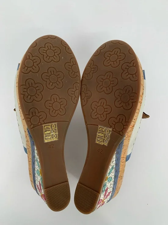 L'Artiste AnnaMaria slide wedge sandal shoe boho floral cork leather new 42 11 - Picture 6 of 6
